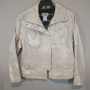 Bradley Bayou Women’s Large Cream Genuine Leather Jacket Full Zip